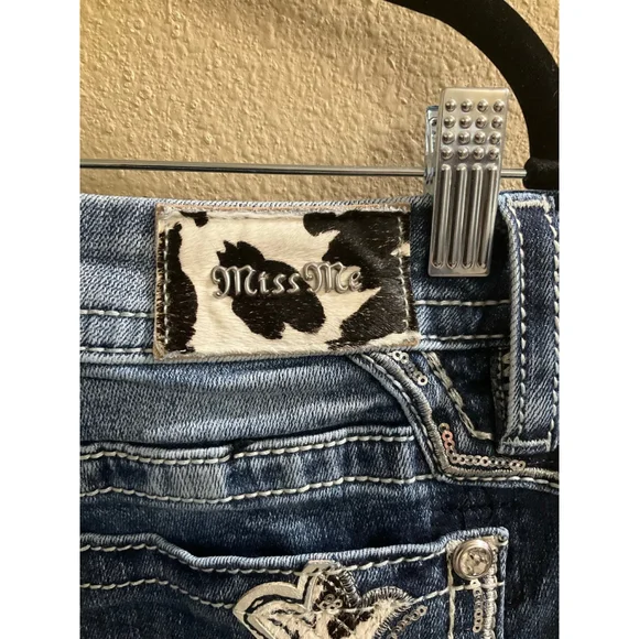 Miss Me Western Los Angeles Bootcut Jeans Size 32 Cross Pocket Embellished - Picture 5 of 9